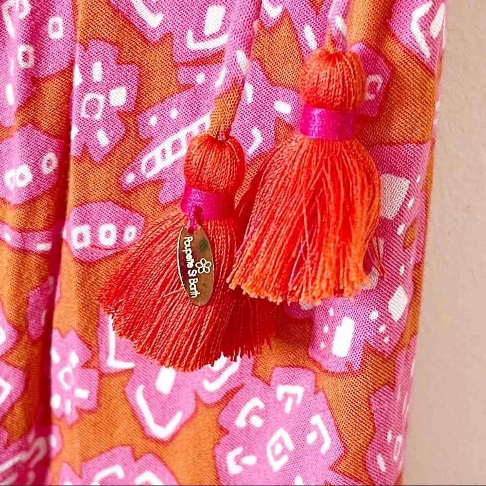 Poupette St. Barth Pink & Orange Egypt Floral Tasseled Ollie Maxi Skirt XS - Picture 5 of 8